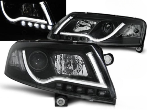 Paire de feux phares Audi A6 C6 4F de 2004 a 2008 noir Tube Light DRL xenon