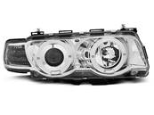 Paire de feux phares BMW serie 7 E38 de 1998 a 2001 angel eyes chrome