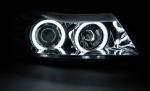 Paire de feux phares BMW serie 3 E90 / E91 de 2005 a 2008 angel eyes CCFL chrome