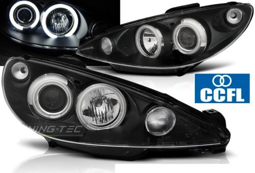 Paire de feux phares Peugeot 206 02-06 angel eyes CCFL noir