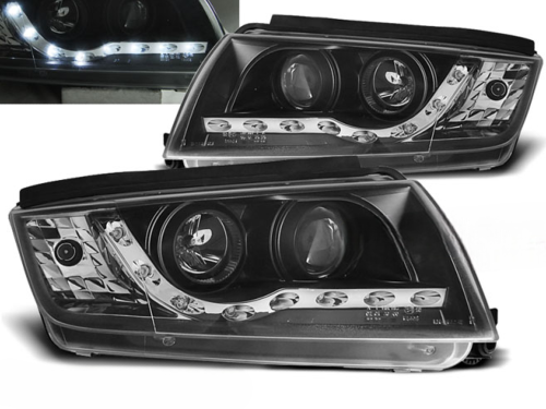 Paire de feux phares Skoda Fabia 99-08 Daylight led Noir