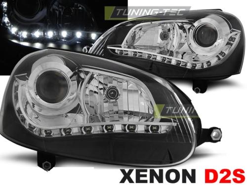 Paire de feux phares VW Golf 5 03-08 Xenon Daylight led noir