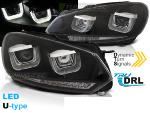 Paire de feux phares VW Golf 6 08-12 led U-type DRL noir