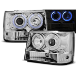 Paire de feux phares Jeep Grand Cherokee 93-98 angel eyes chrome