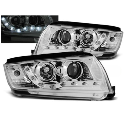 Paire de feux phares Skoda Fabia 99-08 Daylight led chrome