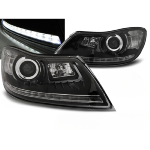 Paire de feux phares Skoda Octavia de 2009 a 2012 Daylight led DRL noir