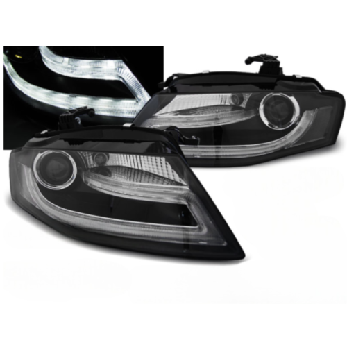 Paire de feux phares Audi A4 B8 de 2008 a 2011 Xenon Daylight DRL led noir