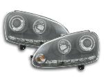 Paire de feux phares Angel Eyes VW Golf 5 1K 03-08 noir