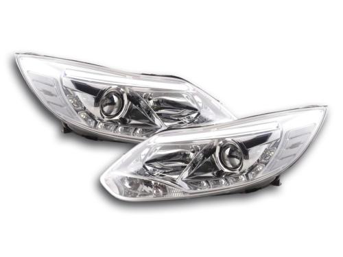 Paire de feux phares Daylight Led Ford Focus 3 C346 de 10-14 Chrome