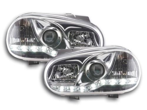 Paire de feux phares Daylight led DRL VW Golf 4 de 1997 a 2003 chrome