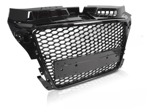 Calandre pour Audi A3 8P de 2008 a 2012 Look Sport Noir Brillant PDC
