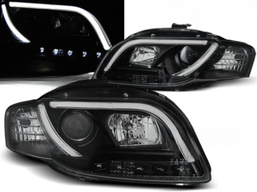 Paire de feux phares Audi A4 B7 de 2004 a 2008 Tube Light led LTI noir