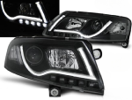 Paire de feux phares Audi A6 C6 4F de 2004 a 2008 noir Tube Light DRL xenon