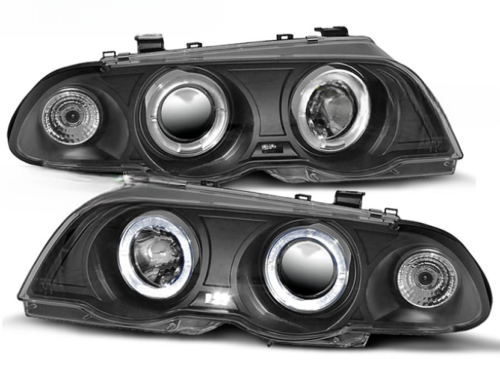 Paire de phares BMW serie 3 E46 Berline de 1998 a 2001 angel eyes noir