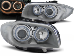 Paire de feux phares BMW serie 1 E81/E87 de 2004 a 2011 Angel eyes chrome