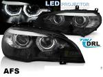Paire feux phares BMW X5 E70 07-13 Xenon Angel Eyes Led DRL Noir AFS