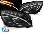 Paire de feux phares Mercedes Classe C W205 14-18 LED DRL Noir