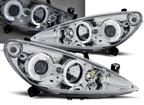 Paire de feux phares Peugeot 307 01-05 angel eyes chrome