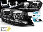 Paire de feux phares VW Golf 7 12-17 LED U-type DRL Noir