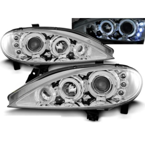 Paire de feux phares Renault Megane 99-02 angel eyes chrome