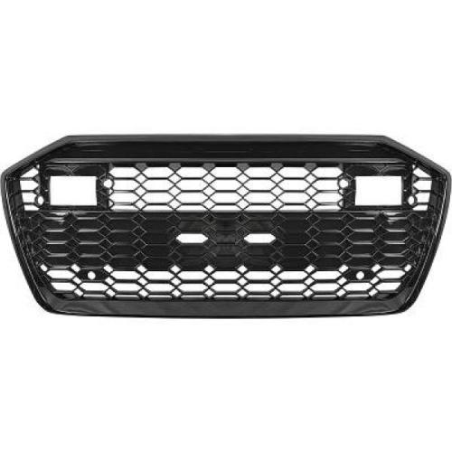 Grille Calandre en ABS Audi A6 C8 2018 a 2022 Look RS Noir Brillant PDC