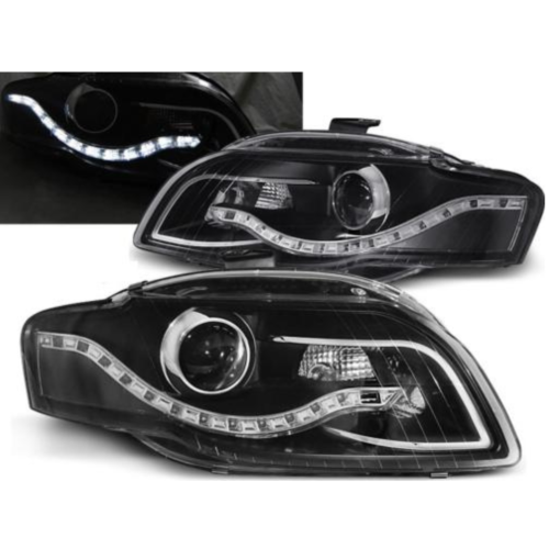 Paire de feux phares Audi A4 B7 de 2004 a 2008 Daylight DRL led noir