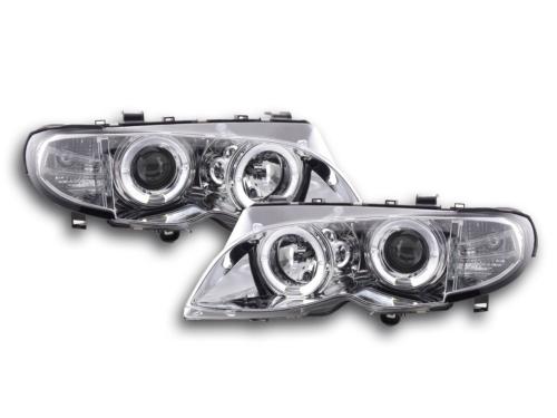 Paire de feux phares Angel Eyes BMW Serie 3 E46 Break de 02 a 05 chrome