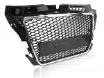 Calandre pour Audi A3 8P de 2008 a 2012 Look Sport Noir Chrome PDC