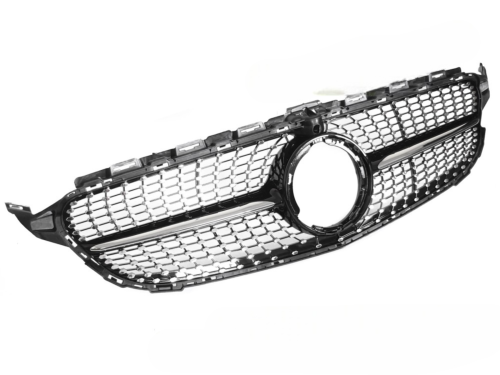 Grille calandre Mercedes classe C W205 18-21 Look Diamant Noir Chrome