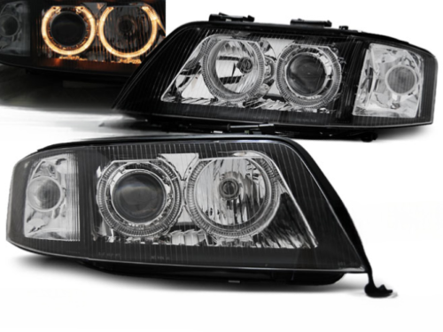 Paire de feux phares avant Audi A6 C5 de 2001 a 2004 angel eyes xenon noir