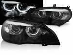 Paire feux phares BMW X5 E70 de 2007 a 2010 Xenon Angel Eyes Led DRL Noir