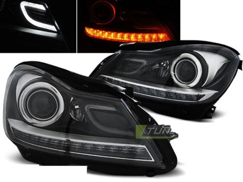 Paire de feux phares Mercedes W204 11-14 Daylight LED noir