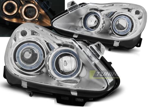 Paire de feux phares Opel Corsa D 06-11 angel eyes chrome