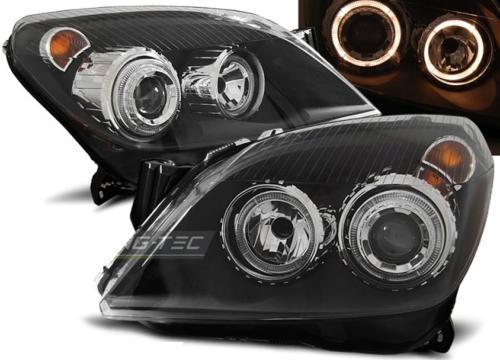 Paire de feux phares Opel Astra H 04-09 angel eyes noir