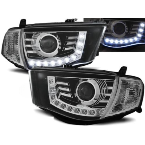 Paire de feux phares Mitsubishi L200 06-10 Daylight led noir