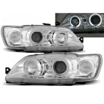 Paire de feux phares Peugeot 306 93-97 angel eyes chrome