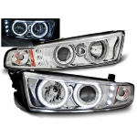 Paire de feux phares Mitsubishi Galant Angel eyes CCFL 96-06 chrome