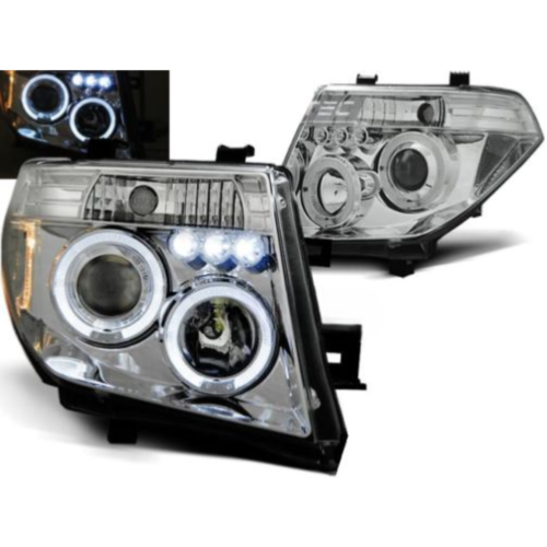 Paire de feux phares Nissan Pathfinder 05-10 angel eyes chrome