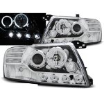 Paire de feux phares Mitsubishi Pajero 01-06 Angel eyes LED chrome