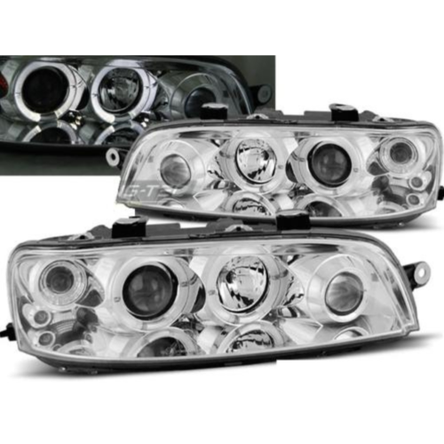 Paire de feux phares Fiat Punto 99-03 angel eyes chrome