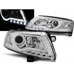 Paire de feux phares Audi A6 C6 4F de 2004 a 2008 chrome Tube Light DRL xenon