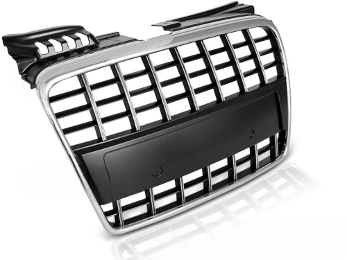 Calandre avant pour Audi A4 B7 04-08 Look Sport Chrome et Noir