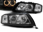 Paire de feux phares avant Audi A6 C5 de 2001 a 2004 angel eyes xenon noir