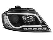 Paire de feux phares Audi A3 8P de 2008 a 2012 noir Tube Light LTI DRL