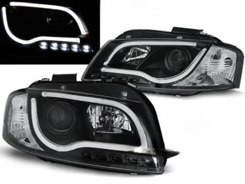 Paire de feux phares Audi A3 8P de 2003 a 2008 Daylight DRL LTI led noir