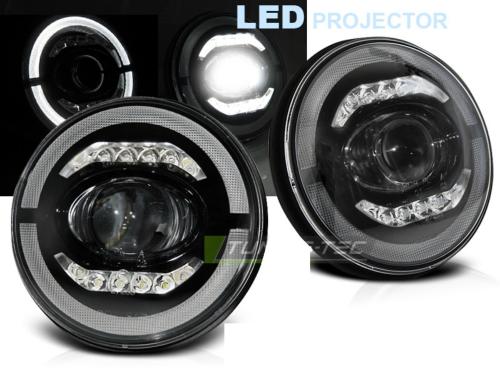 Paire de feux phares Jeep Wrangler 96-18 Angel Eyes Full LED Noir