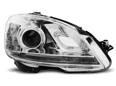 Paire De Phares Daylight LED Chromés Pour Mercedes Classe C W204 (2007-2010) - Neufs