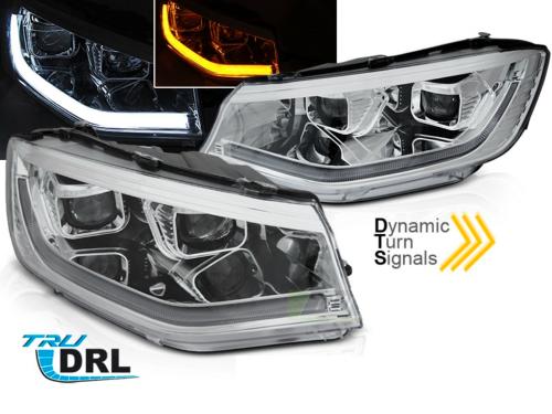 Paire de feux phares VW Caddy de 20-23 LED DRL Dynamique Chrome
