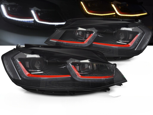 Paire de feux phares VW Golf 7 de 2017 a 2019 FULL LED DRL Dyn Rouge