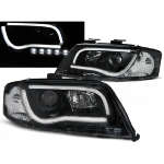 Paire de feux phares Audi A6 de 2001 a 2004 noir Tube Light DRL led